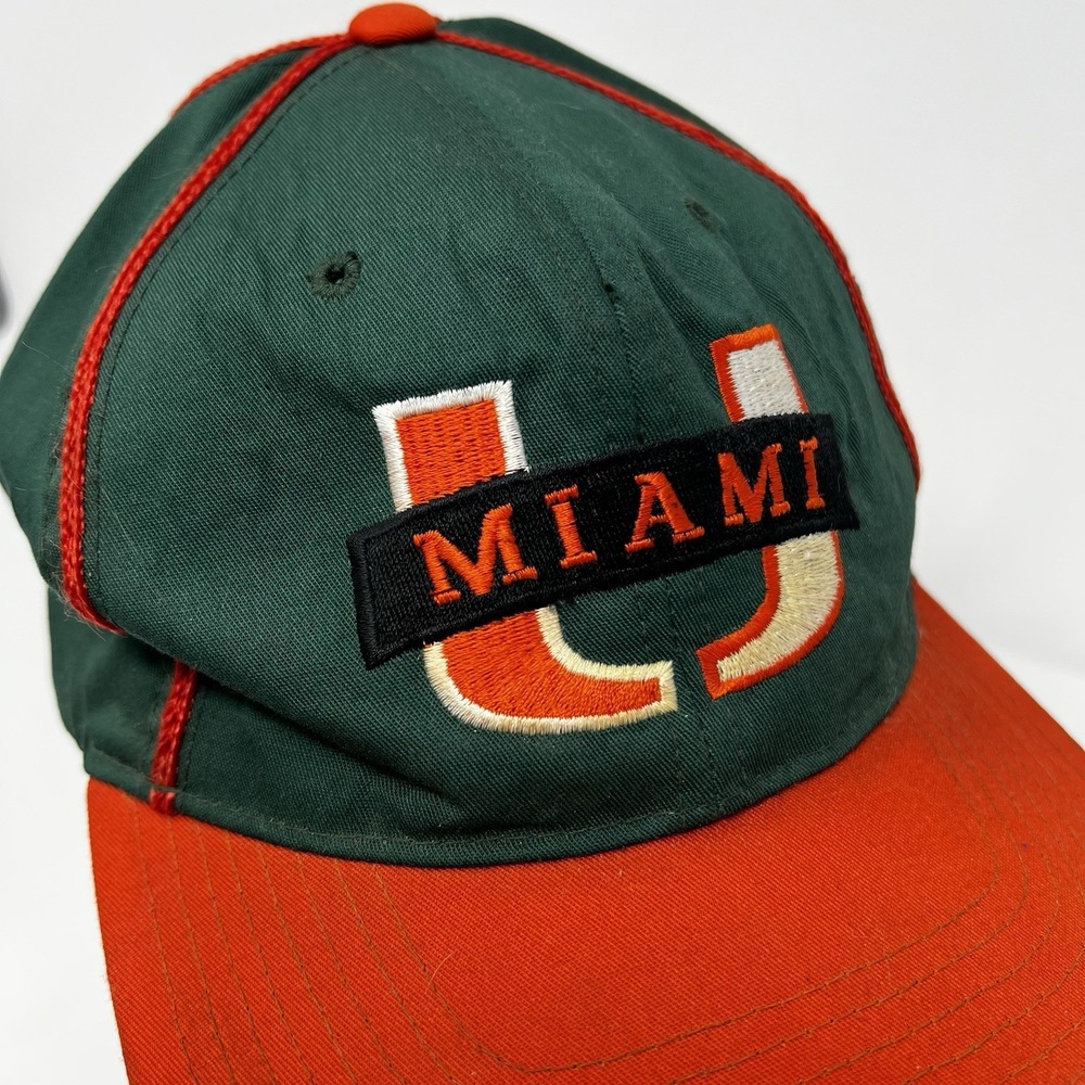 Vintage 90s Miami Hurricanes Hat Cap Snapback Embroidered NCAA Green‎ - Picture 3 of 8